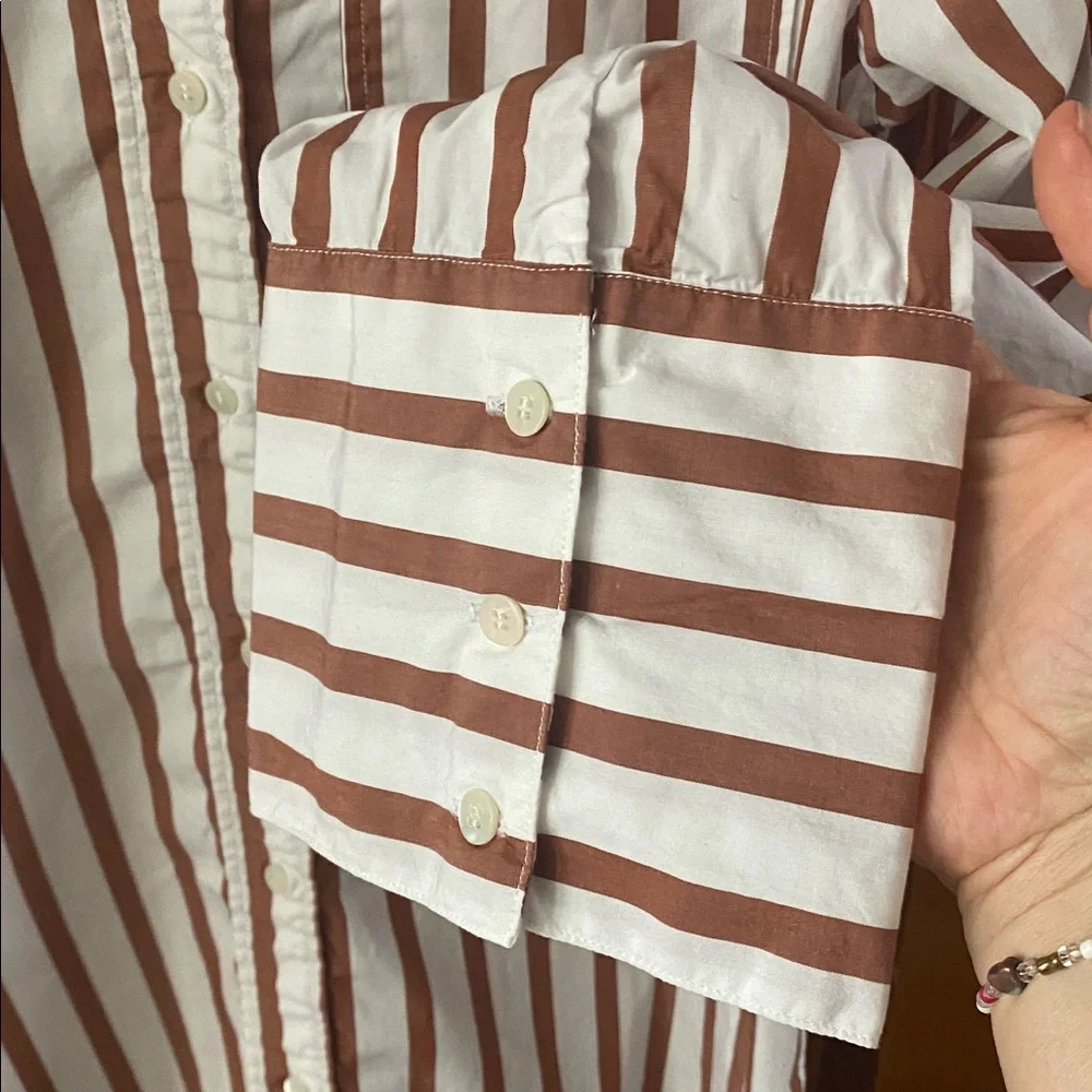 Bilma Shirt by Sézane in the "Camel Stripes" Colorway Size 32 About Medium - Picture 6 of 16